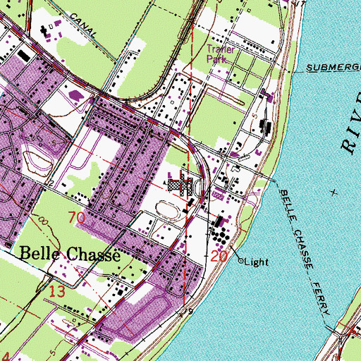 Topographic Map of Belle Chasse High School, LA