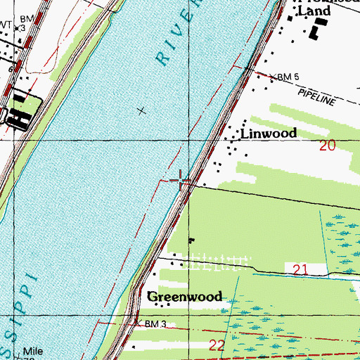 Topographic Map of Linwood Revetment, LA
