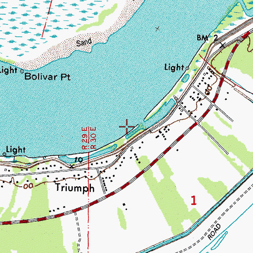 Topographic Map of Lower Childress-Fort Jackson Revetment, LA