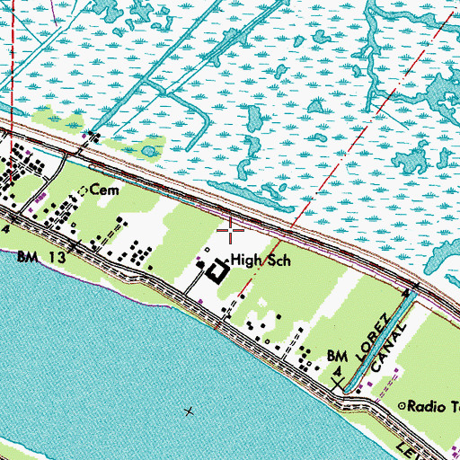 Topographic Map of Phoenix High School, LA