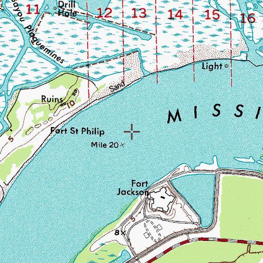 Topographic Map of Plaquemines Bend, LA