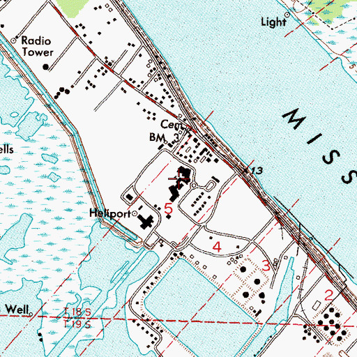 Topographic Map of Port Sulphur High School (historical), LA