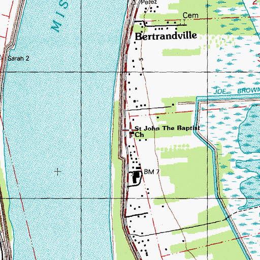 Topographic Map of Saint John the Baptist Church, LA