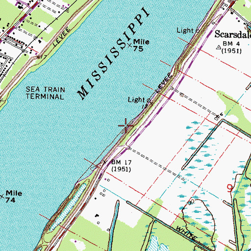 Topographic Map of Scarsdale Revetment, LA