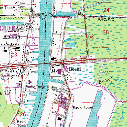 Topographic Map of Boeuf, LA