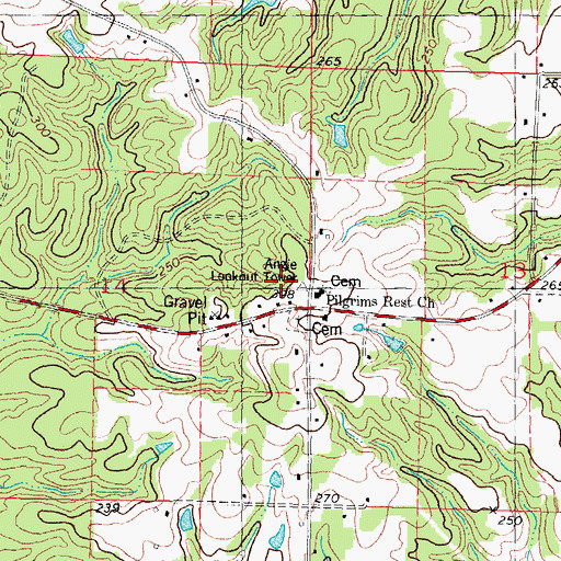 Topographic Map of Angle Lookout Tower, LA