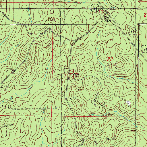 Topographic Map of Bay Spring Lookout Tower, LA