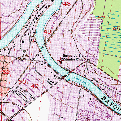 Topographic Map of Bayou De Siard Country Club, LA