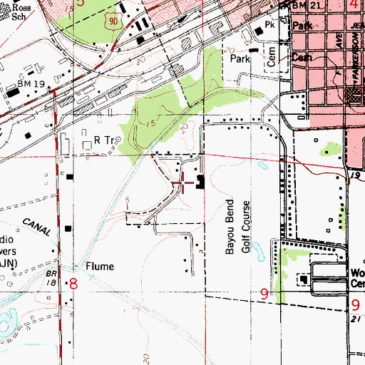 Topographic Map of Bayou Bend Golf Course, LA