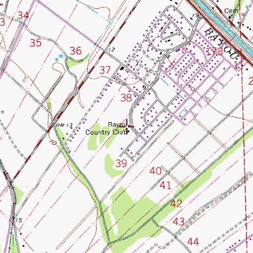 Topographic Map of Bayou Country Club, LA