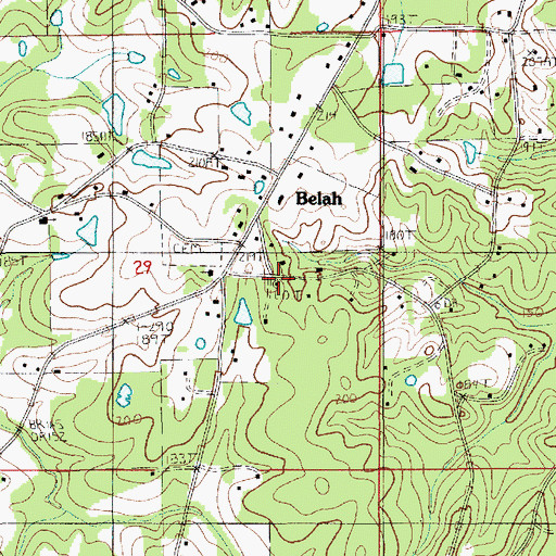 Topographic Map of Belah Lookout Tower, LA