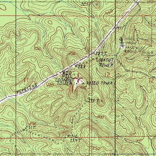 Topographic Map of Big Hill Lookout Tower, LA