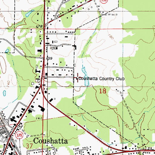 Topographic Map of Coushatta Country Club, LA
