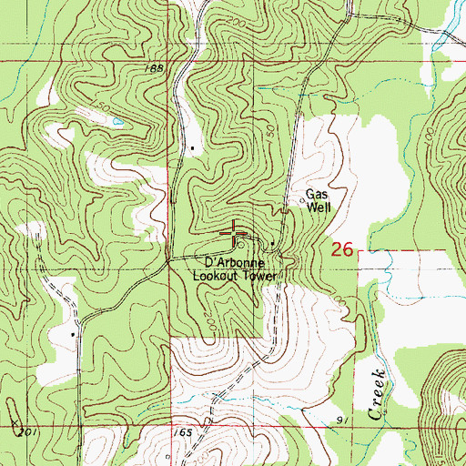 Topographic Map of D'Arbonne Lookout Tower, LA