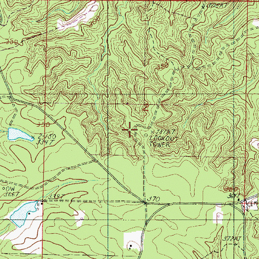 Topographic Map of DeSoto Lookout Tower, LA