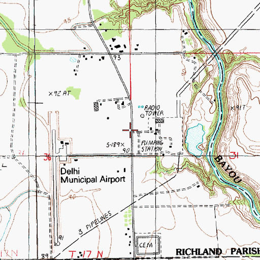 Topographic Map of Delhi Compressor Station, LA