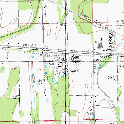 Topographic Map of Delhi Refining Company, LA