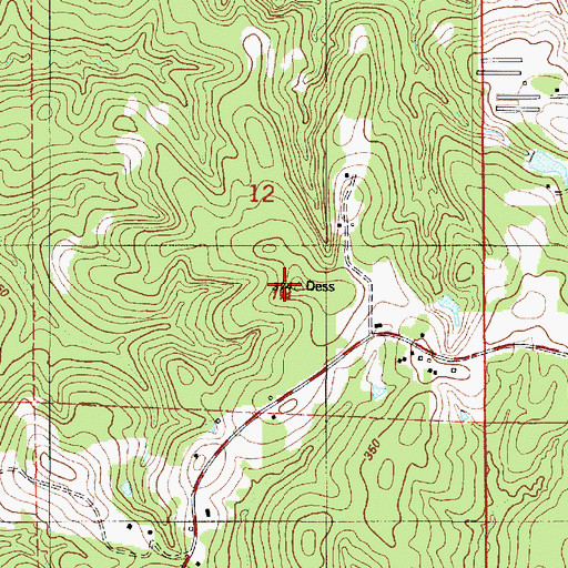 Topographic Map of Dess Fire Lookout Tower, LA