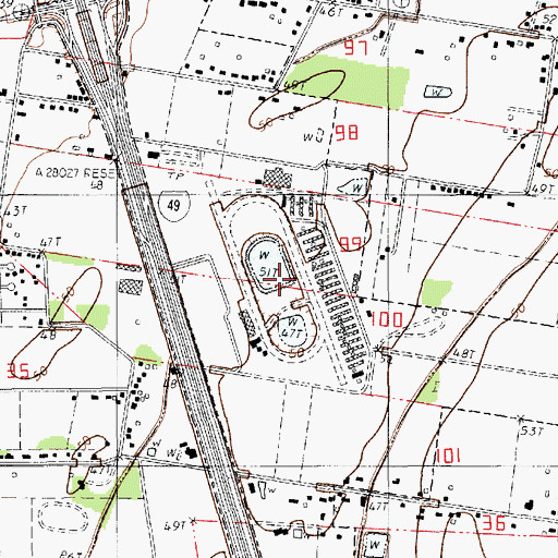 Topographic Map of Evangeline Downs, LA