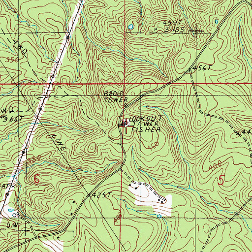 Topographic Map of Fisher Lookout Tower, LA