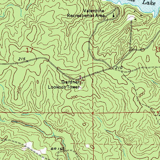 Topographic Map of Gardner Lookout Tower, LA