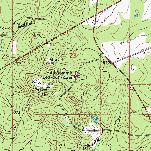 Topographic Map of Hall Summit Lookout Tower, LA