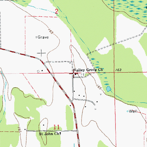 Topographic Map of Valley Grove Church, AR