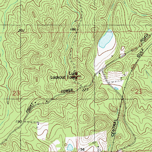 Topographic Map of Luna Lookout Tower, LA