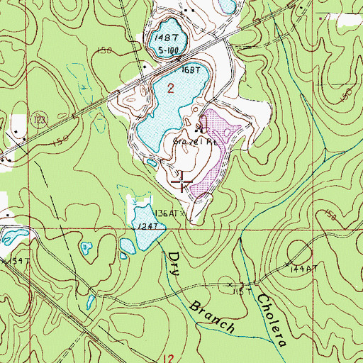 Topographic Map of Lutesville Gravel Pit, LA