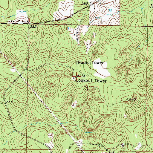 Topographic Map of Mira Lookout Tower, LA