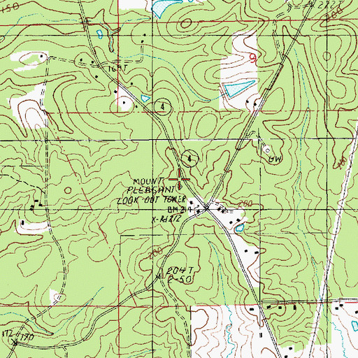 Topographic Map of Mount Pleasant Lookout Tower, LA
