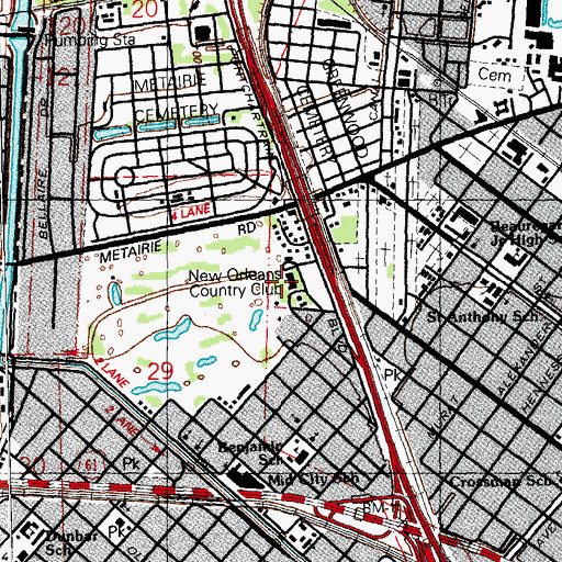 Topographic Map of New Orleans Country Club, LA