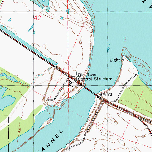 Topographic Map of Old River Control Structure, LA
