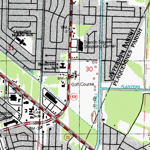 Topographic Map of Plantation Golf Course (historical), LA