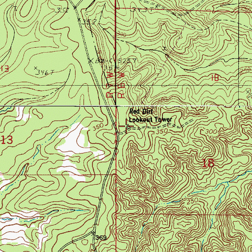 Topographic Map of Red Dirt Lookout Tower, LA
