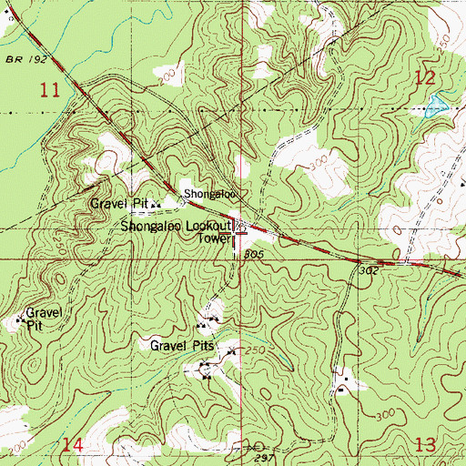Topographic Map of Shongaloo Lookout Tower, LA