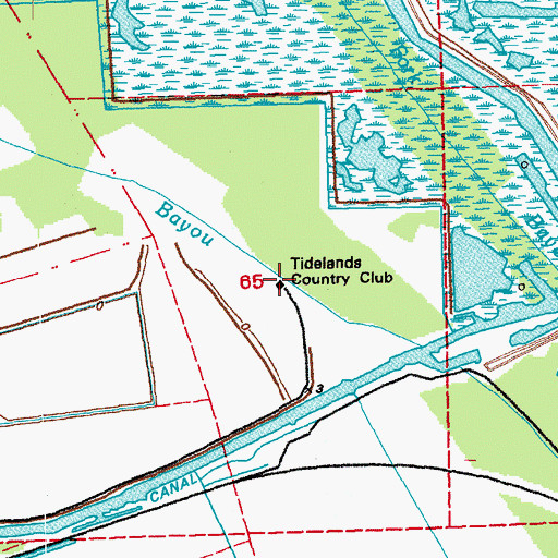 Topographic Map of Tidelands Country Club, LA