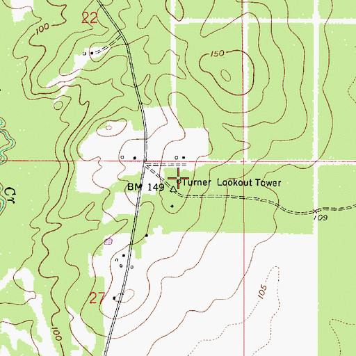 Topographic Map of Elizabeth Lookout Tower, LA