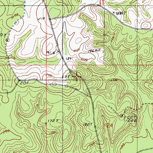 Topographic Map of Verda Lookout Tower, LA