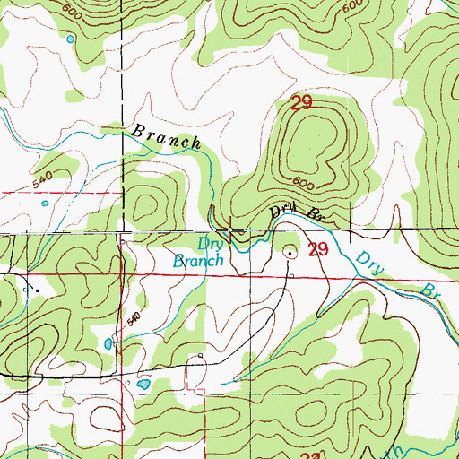Topographic Map of Vance Branch, AR