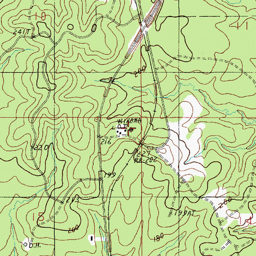 Topographic Map of Winona Lookout Tower, LA