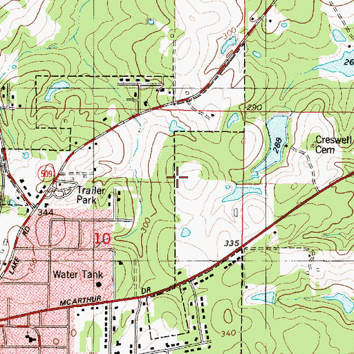 Topographic Map of Mansfield Elementary School 3 - 5, LA