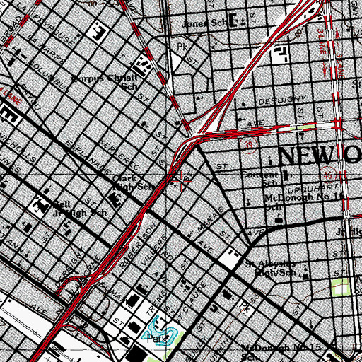 Topographic Map of Christian Mission Baptist Church, LA