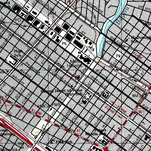 Topographic Map of First United Methodist Church, LA