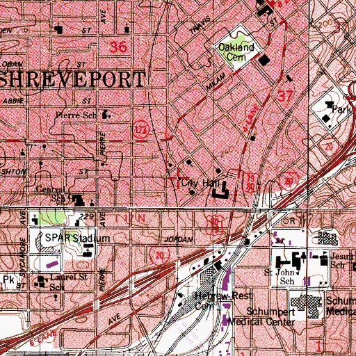 Topographic Map of Union Mission Baptist Church, LA