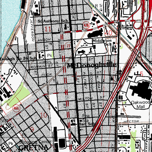 Topographic Map of Philadelphia Christian Church, LA