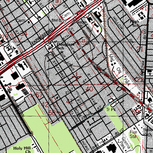Topographic Map of Saint Marks Baptist Church, LA