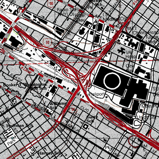 Topographic Map of Interchange 234, LA