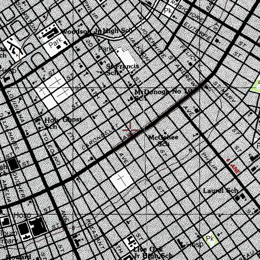 Topographic Map of Notre Dame De Bon Secours School (historical), LA