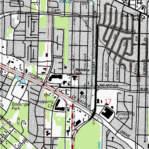 Topographic Map of Paul B Habans Elementary School, LA
